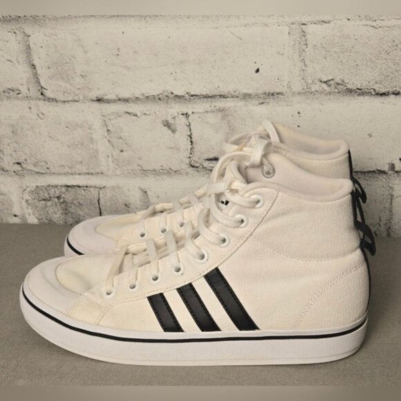 Adidas Women's Bravada 2.0 Mid White and Black High-Top Sneakers - Picture 4 of 11